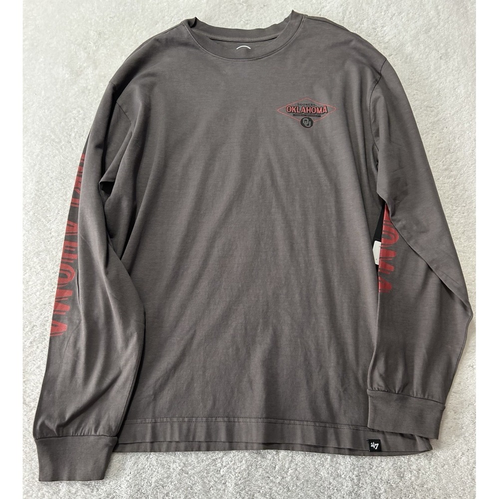 47 Brand Men's Oklahoma Sooners Cinder Grey Small Long Sleeve T-Shirt (A2)